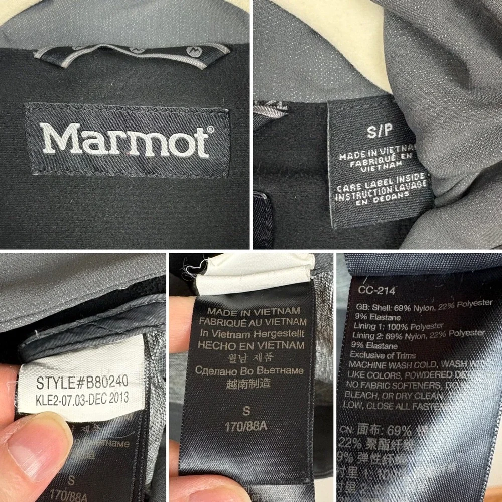 Marmot Mens Soft Shell Zip Up Jacket Size S Gray Windbreaker Hiking Outdoor